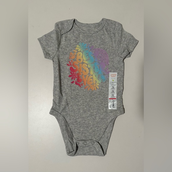 NWT Jumping Beans 12Months Best Sister Ever Rainbow Gray Onesie - Picture 1 of 5